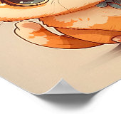 かわいい漫画の猫が座ってカメラを見ている ポスター (角)