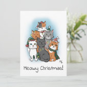 かわいい漫画の猫たちのグループ写真 シーズンカード (スタンド正面)