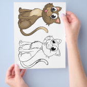 かわいい漫画の猫のぬりえページ チラシ (手)