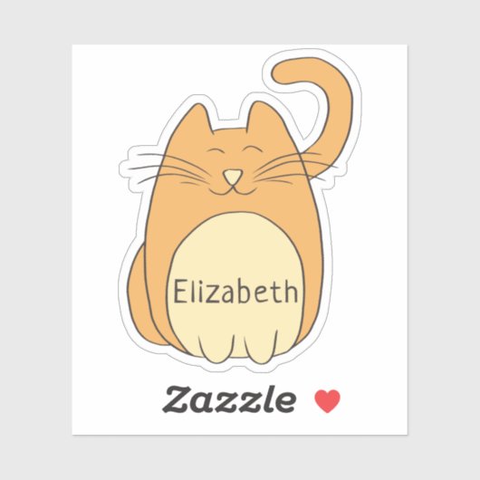 かわいい漫画の猫の名前を追加コンターカット シール (シート)