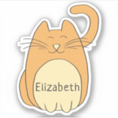 かわいい漫画の猫の名前を追加コンターカット シール (正面)