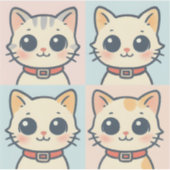 かわいい漫画の猫グリッドステッカー シール (正面)