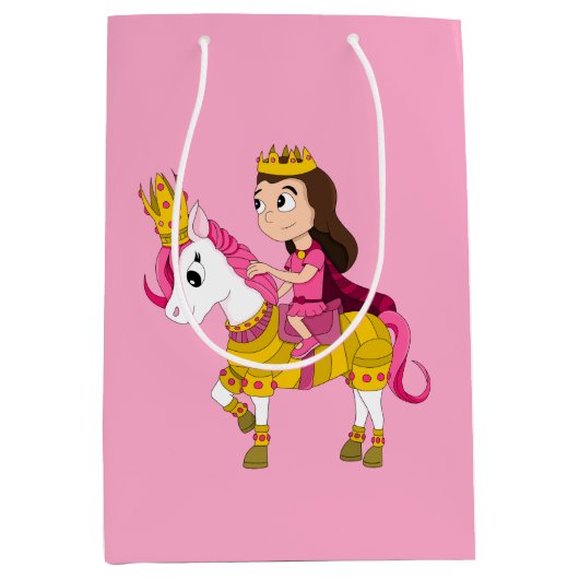 かわいい漫画の王女 ミディアムペーパーバッグ (正面)