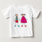 かわいい漫画の男の子と女の子が愛Tシャツに等しい ベビーTシャツ (正面)