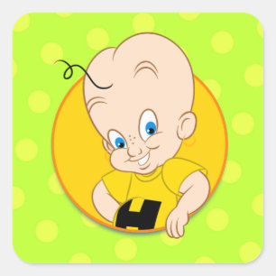かわいい漫画の男の子のステッカー スクエアシール