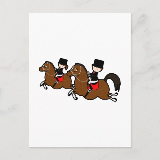 かわいい漫画の男の子の子馬馬乗り馬 ポストカード (正面)