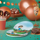 かわいい漫画の男の子ゴルフおもしろいゴルフ恋人デザイン ペーパープレート