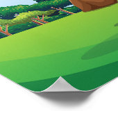 かわいい漫画の男の子ゴルフおもしろいゴルフ恋人デザイン ポスター (角)