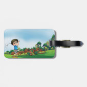 かわいい漫画の男の子ゴルフおもしろいゴルフ恋人デザイン ラゲッジタグ (裏面横)