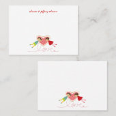 かわいい漫画の男の子ハートガールラブバレンタインパーティー プレイスカード (正面/裏面)