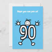 かわいい漫画の男性ブルー90th誕生日パーティー 招待状 (裏面)