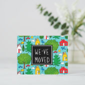 かわいい漫画の町の引っ越しましたの新しい住所移動 案内ポストカード (スタンド正面)