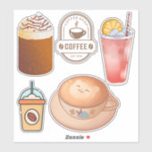かわいい漫画の画像ドリンクコーヒーかわいいスクラップブック シール (シート)