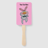 かわいい漫画の白いバニーの親指をサインピンク ハンドファン (裏面)