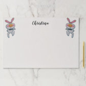 かわいい漫画の白いバンニが親指を上げるシンボルや象徴 ペーパーパッド (インサイチュ)