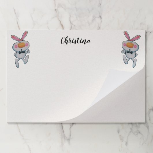 かわいい漫画の白いバンニが親指を上げるシンボルや象徴 ペーパーパッド (折り畳み)