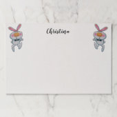 かわいい漫画の白いバンニが親指を上げるシンボルや象徴 ペーパーパッド (正面)