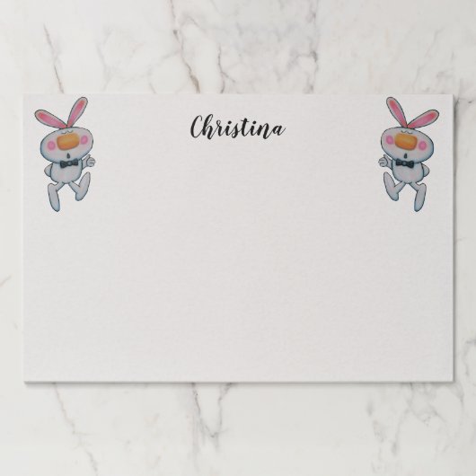 かわいい漫画の白いバンニが親指を上げるシンボルや象徴 ペーパーパッド (正面)