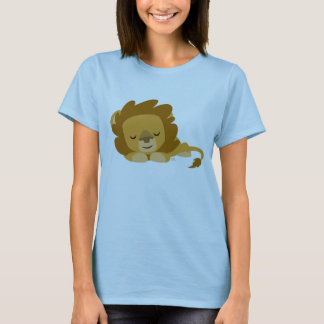 かわいい漫画の眠っているライオンの女性Tシャツ Tシャツ