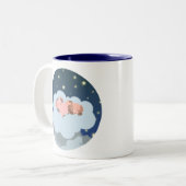 かわいい漫画の眠っている子豚マグカップ ツートーンマグカップ (正面左)