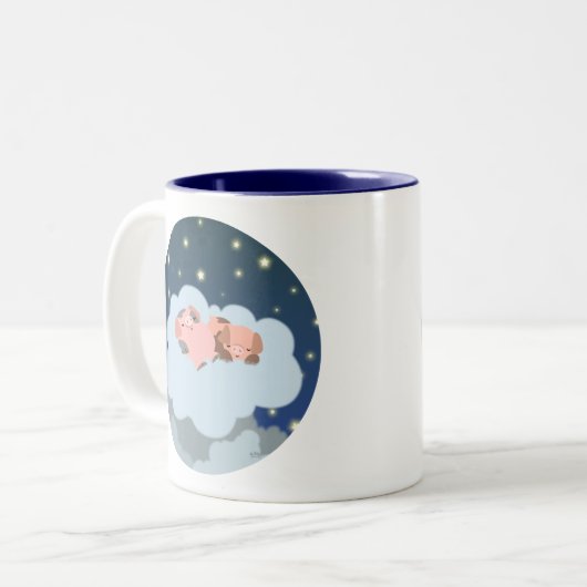 かわいい漫画の眠っている子豚マグカップ ツートーンマグカップ (正面左)