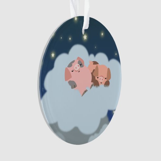 かわいい漫画の眠り子豚アクリルオーナメント オーナメント (正面)