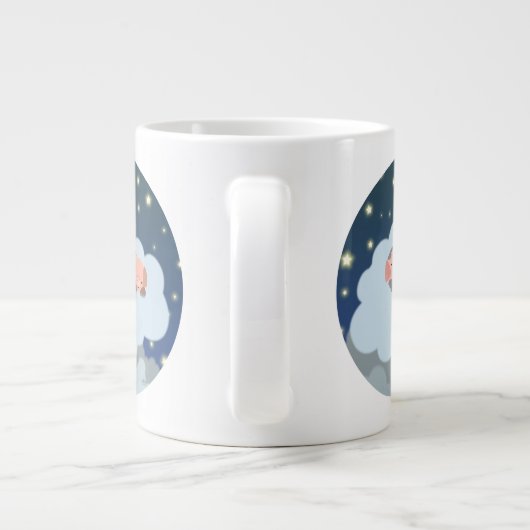 かわいい漫画の眠る子豚ジャンボマグ ジャンボコーヒーマグカップ (裏面)