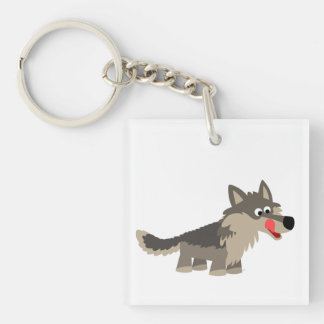 かわいい漫画の空腹なオオカミのアクリルKeychain キーホルダー