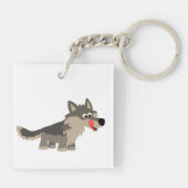 かわいい漫画の空腹なオオカミのアクリルKeychain キーホルダー (裏面)