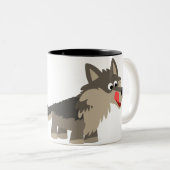 かわいい漫画の空腹なオオカミのマグ ツートーンマグカップ (正面右)