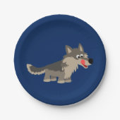 かわいい漫画の空腹なオオカミの紙皿 ペーパープレート (正面)