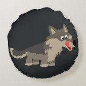 かわいい漫画の空腹の狼の丸い枕 ラウンドクッション (裏面)