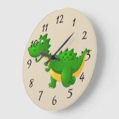 かわいい漫画の竜 ラージ壁時計 (傾斜)