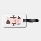 かわいい漫画の笑顔の豚の荷物タグ ラゲッジタグ (裏面横)