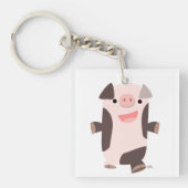 かわいい漫画の笑顔の豚アクリルキーチェーン キーホルダー (正面)