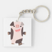 かわいい漫画の笑顔の豚アクリルキーチェーン キーホルダー (裏面)