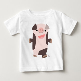 かわいい漫画の笑顔の豚ベビーTシャツ ベビーTシャツ
