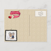 かわいい漫画の結婚ダンスカップル 案内ポストカード (裏面)