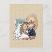 かわいい漫画の結婚ダンスカップル 案内ポストカード (正面)