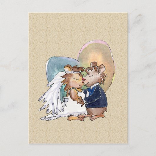 かわいい漫画の結婚ダンスカップル 案内ポストカード (正面)