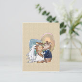 かわいい漫画の結婚ダンスカップル 案内ポストカード (スタンド正面)