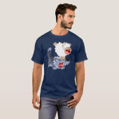 かわいい漫画の羊がオオカミと綱引きするTシャツ Tシャツ (正面フル)