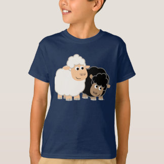 かわいい漫画の羊の子ども2人のTシャツ Tシャツ