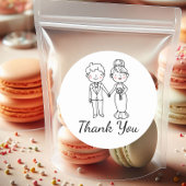 かわいい漫画の花嫁白黒ありがとう結婚。 ラウンドシール