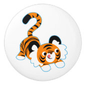 かわいい漫画の虎遊準備 セラミックノブ (正面)