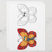 かわいい漫画の蝶の着色ページ (正面/裏面)