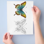 かわいい漫画の蝶の着色ページ チラシ (手)