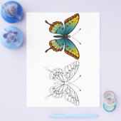かわいい漫画の蝶の着色ページ チラシ (シングル)