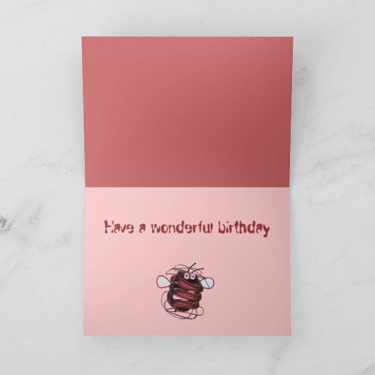 かわいい漫画の誕生日カードエイリアンミツバチと文字 カード (内部)