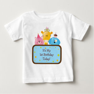 かわいい漫画の誕生日動物カスタマイズ ベビーTシャツ